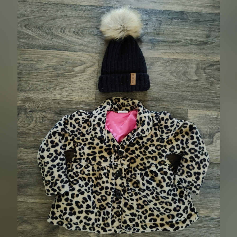 2T Leopard Fleece Coat w/ Hat
